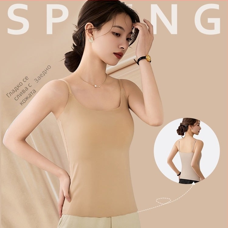 Нейлонов охлаждащ потник с фиксирани чашки, тънък модел чашки, чашки с пълно покритие, до талията