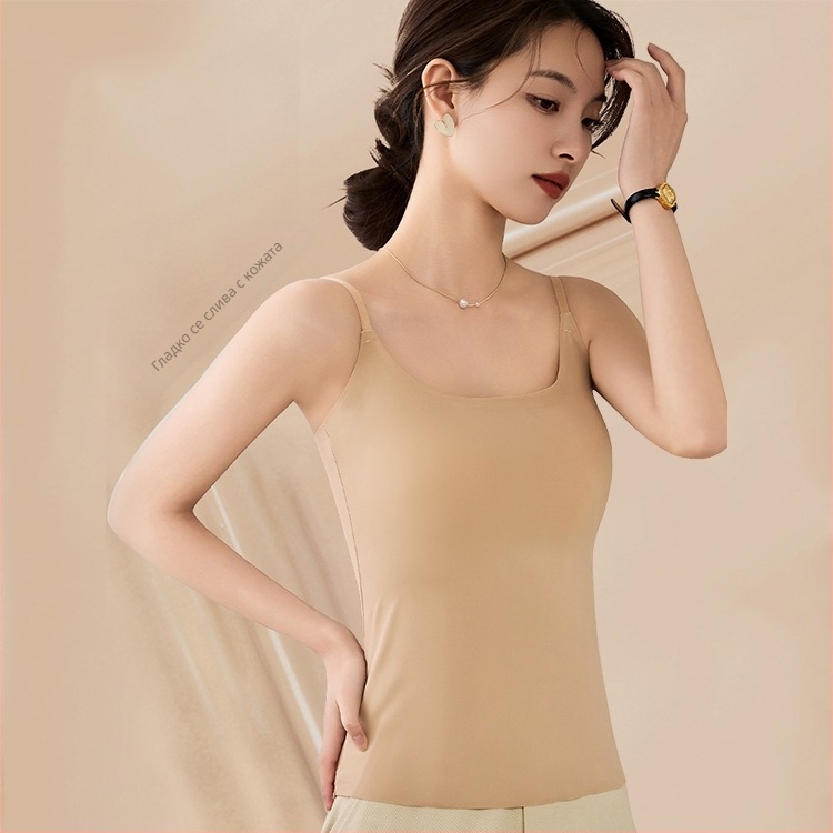 Нейлонов охлаждащ потник с фиксирани чашки, тънък модел чашки, чашки с пълно покритие, до талията