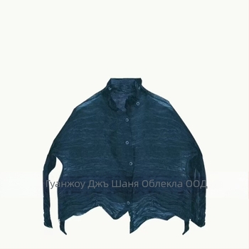 Женска блуза от полиестер (95%+), едноцветна, със стойкова яка, дълги ръкави, свободна кройка, стандартна дължина