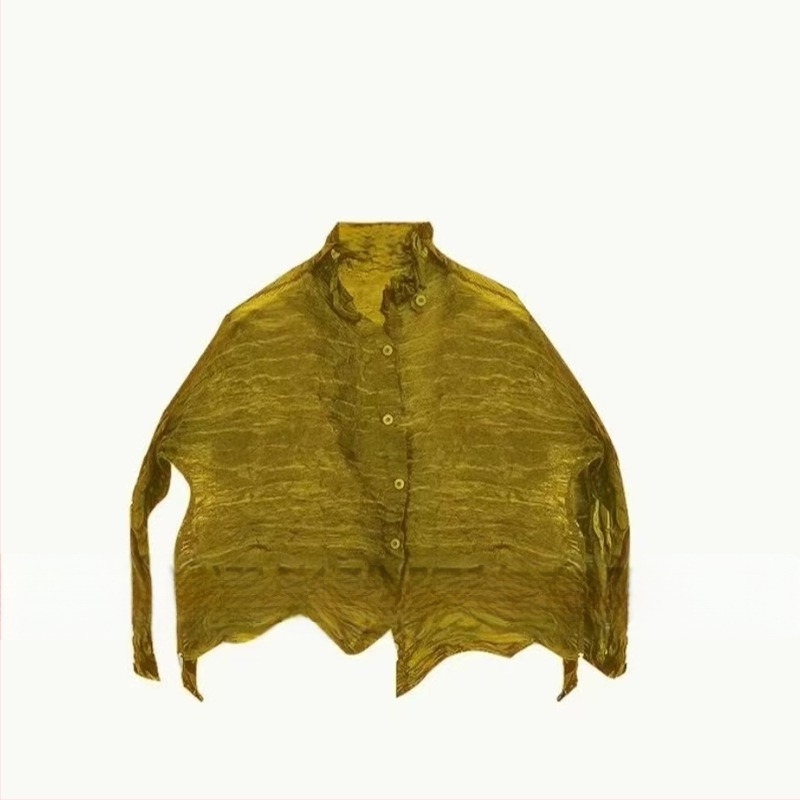 Женска блуза от полиестер (95%+), едноцветна, със стойкова яка, дълги ръкави, свободна кройка, стандартна дължина