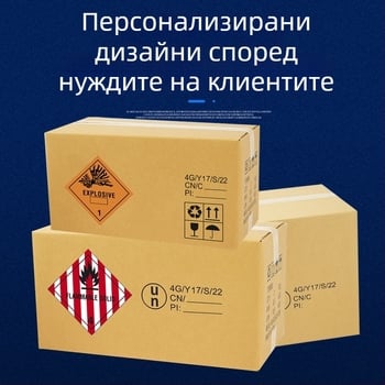 Опаковка за опасни товари: сгъваема картонена кутия за литиеви батерии и химикали, офсетова печат, гофриран картон, 230 GSM, нетно тегло 230 г, твърдост: усилване