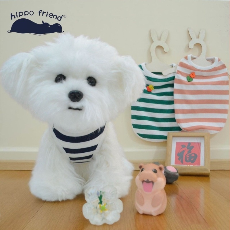 Памучен потник за домашни любимци в райета, ежедневен стил, марка Hippo friend, дишаща тъкан