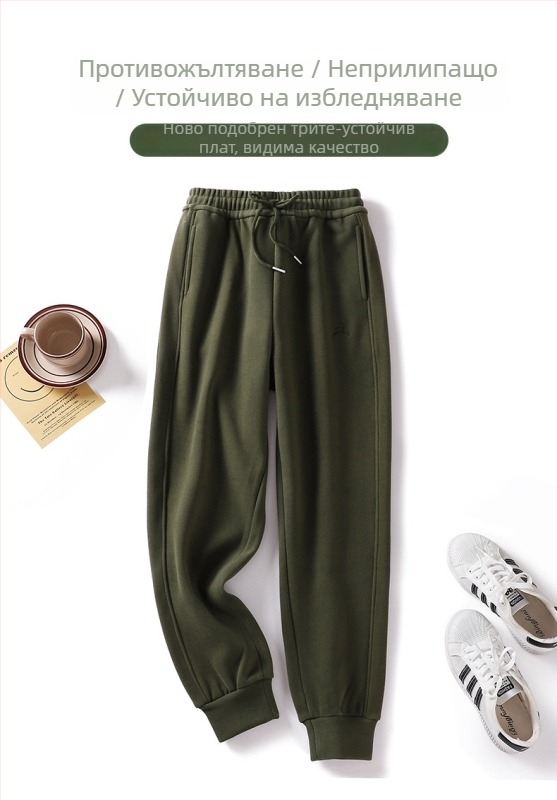 Дамски ветроустойчиви панталони с прави крачоли, корейски стил, дебела полиестер-еластанова смес, талия със средна височина, за есен и зима