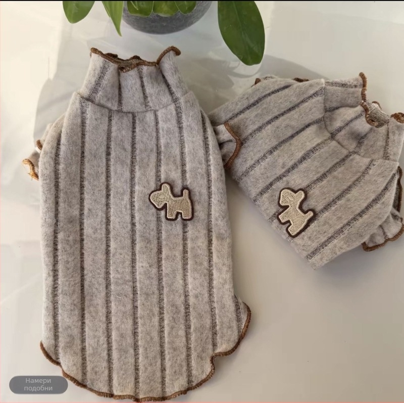 Облекло за домашни любимци: дантелена риза за кучета и котки, полиестер‑памук, стил карикатура, марка Heartwarming darling