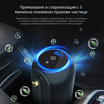 Автомобилен пречиствател за въздух KT.9128 – премахване на миризми и формалдехид, 5W, 5V захранване, 5 милиона отрицателни йони, универсално автомобилно използване