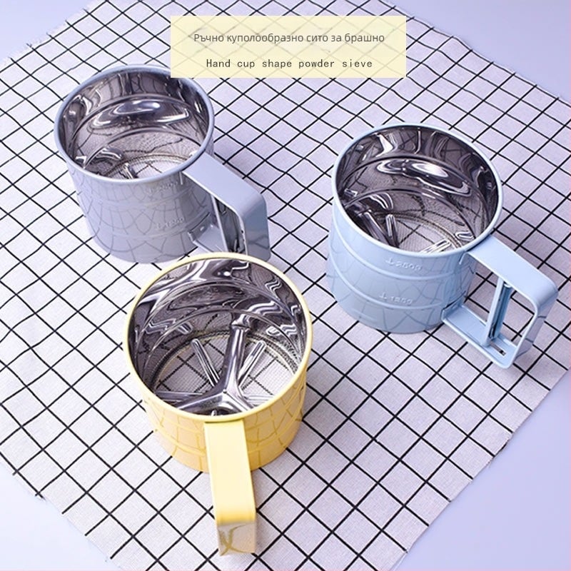 Ръчна цедка за брашно, неръждаема стомана, инструмент за печене
