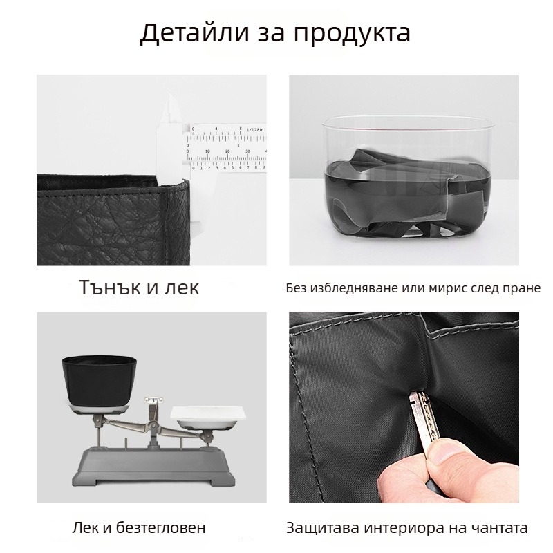 Вътрешна вложка за чанти от фибърна хартия, ултра-лека и износоустойчива, Dupont age, монохромен дизайн, пролет 2024.