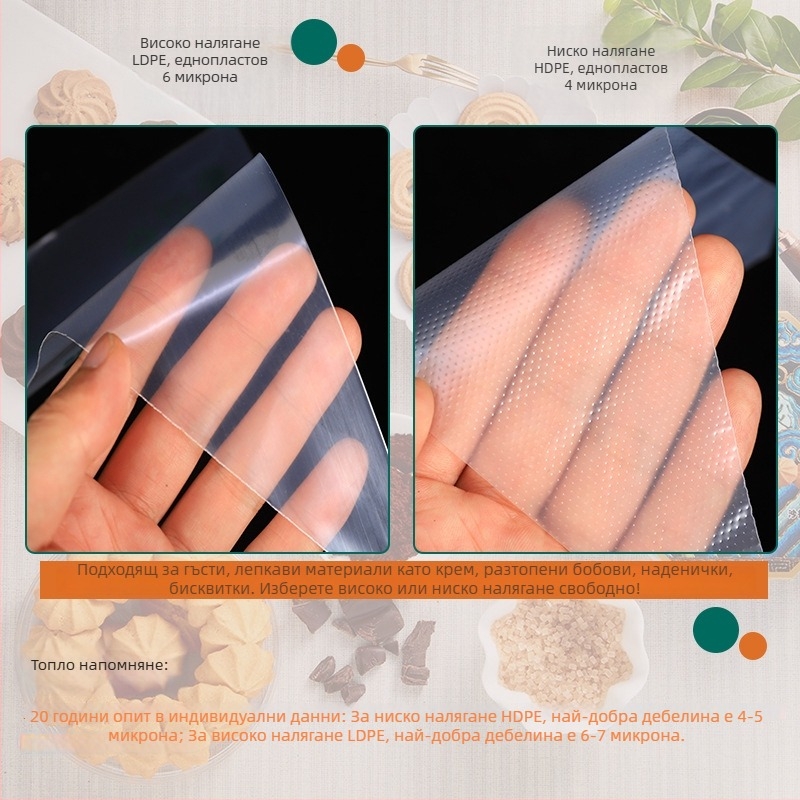 Pesger PE торба за украса – еднократна, прозрачна, 50/100 бр. в пакет – за украса на храна