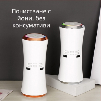 Автомобилен пречиствател на въздуха AS12, USB захранване 5V, 12W, концентрация на отрицателни йони 10 милиона йона/см³, обхват до 10 м²