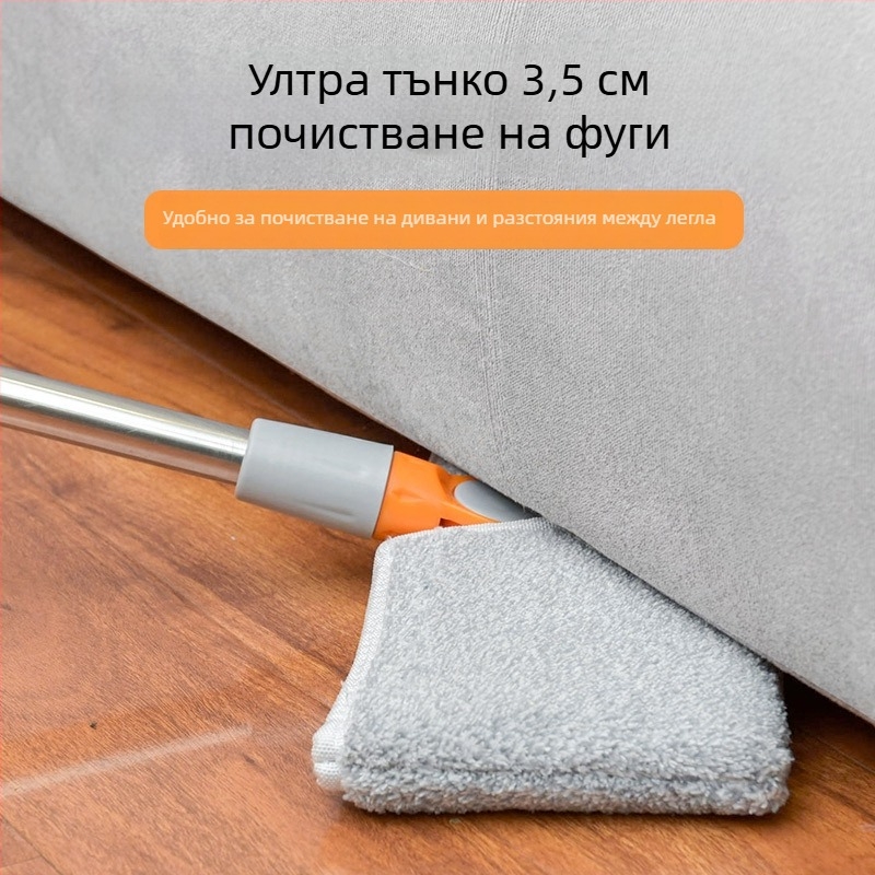 Телескопичен моп за почистване на стени с удължена дръжка – глава от суперфин влакна, дръжка от неръждаема стомана, двойно задвижване, ролков механизъм, марка Qianxili