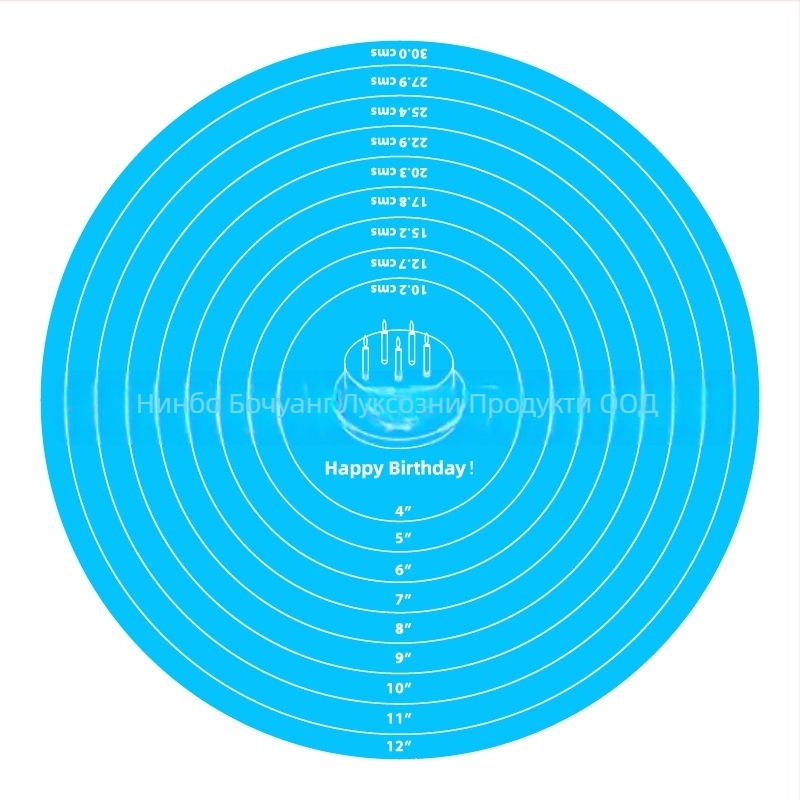 Силиконова кръгла подложка за тесто и въртяща се платформа за украса на торти — simois, силикон, карикатурен мотив с мащаб, персонализиране по заявка