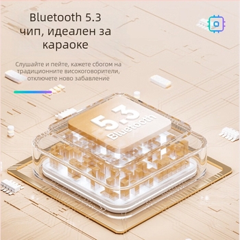 K19 преносим караоке говорител със микрофон, Bluetooth мини високоговорител със субуфер за домашно и на открито пеене