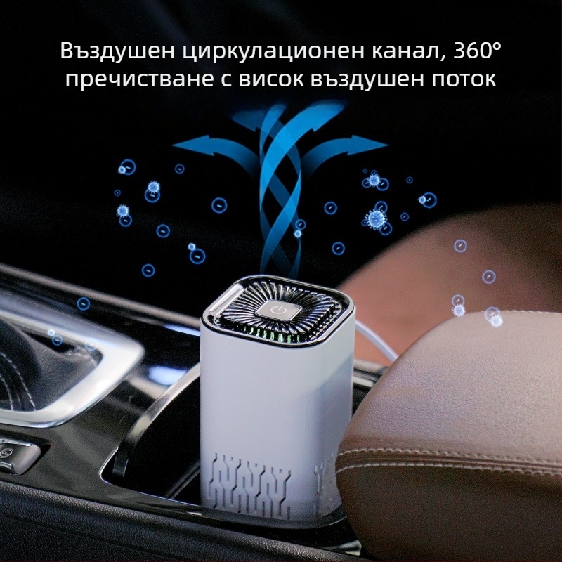 Автомобилен пречиствач на въздуха с отрицателни йони - модел K2, USB захранване, напрежение 5V, концентрация на йони 300W, ABS корпус