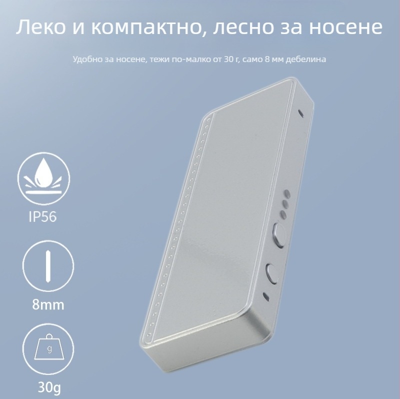 WiFi интелигентен бейдж с тънък корпус и дълъг запис — AI интелигентност; ОС Windows; Bluetooth поддръжка; WiFi до рутер; обхват 1.5–4 m; функции: семантичен анализ, обработка на реч, разделяне на роли