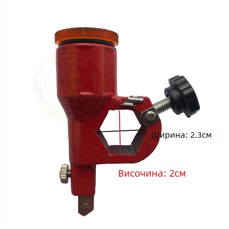 Шестоъгълен Т-образен стъклен нож за глава с линейка и съд за масло, модел 001, за обработка на стъкло