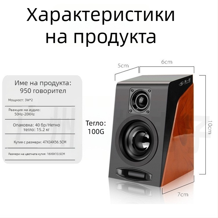 First Sight Модел 950 настолни мултимедийни тонколони, 2.0 стерео, 6W макс., вход 5V, USB/AV интерфейс