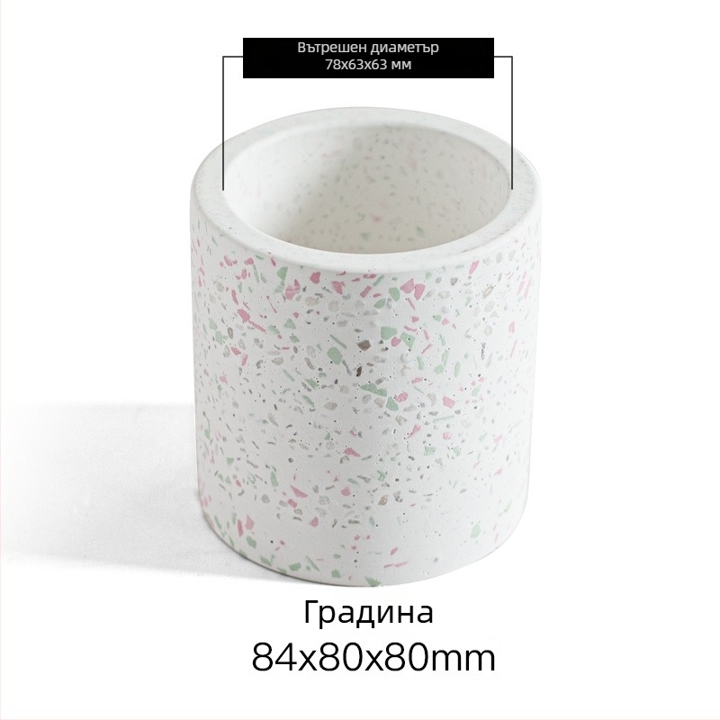 Държател за четки за зъби от диатомит и глина, Terrazzo стил; монтаж без пробиване; печат на лого; персонализация по заявка; опаковка 60 бр.