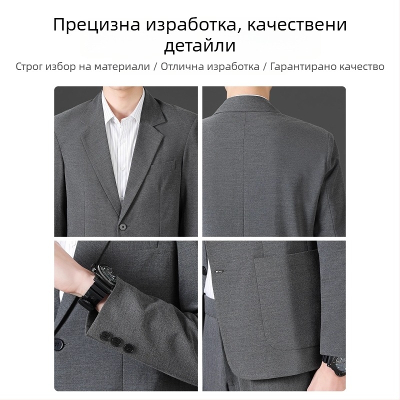 Romon мъжко сако за ежедневието, Stand collar, еднобортно копче, свободен силует, тънък плат, Основна материя: лен