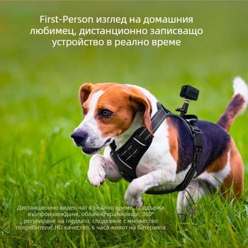 4G камера за домашни любимци с презрамка за врата – 2MP, нощно виждане, обхват до 10 м, microSD до 128 GB, съвместима с Android и iOS