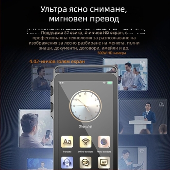 Мултиезичен преводач със синхронен превод, офлайн AI обучение по английски, запис на конференции, превод по снимка, Type-C интерфейс