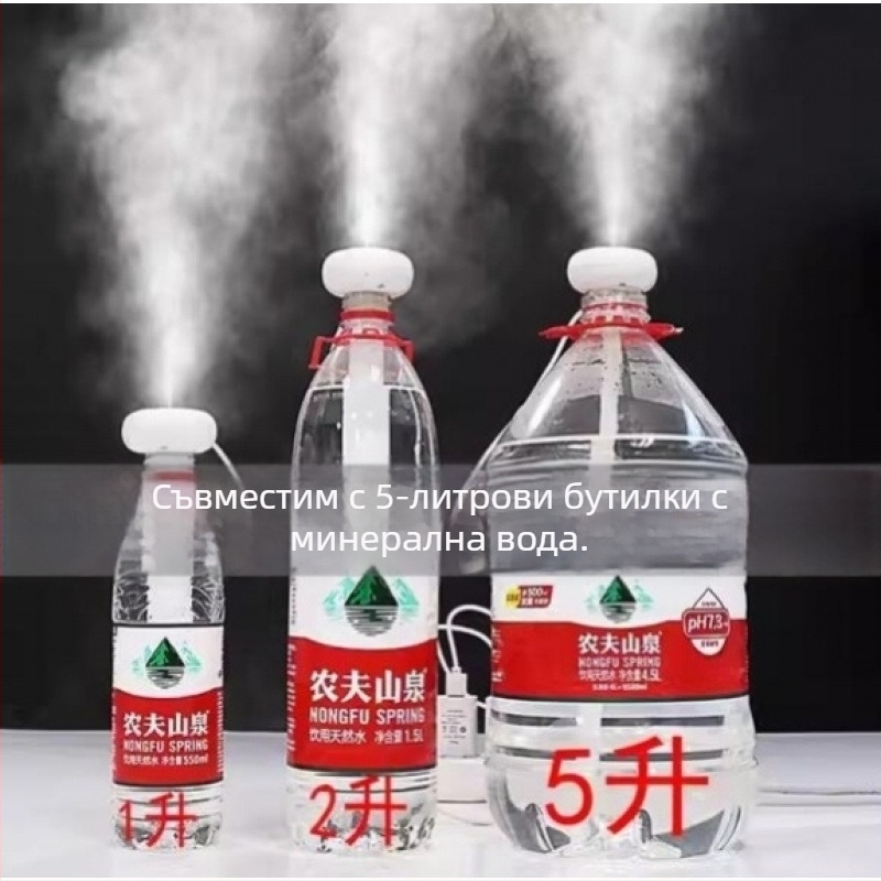 Увлажнител за дома и кола, тих и компактен, 10 л+ резервоар, 3 изхода за мъгла, механично управление, неръждаема стомана, захранване от батерия, подходящ за площи до 60 м², ≤36 V