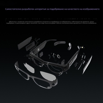 AI умни очила с 2 МР камера, носещи се на глава, безжичен обхват 5–10 м, управление с бутон, 43 г