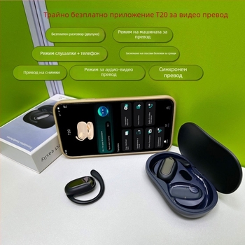 Преводащи слушалки за чуждестранна търговия — 165 езика, Bluetooth 5.4, ушен обков, съвместими с Windows/iOS/Android, 50 mAh батерия