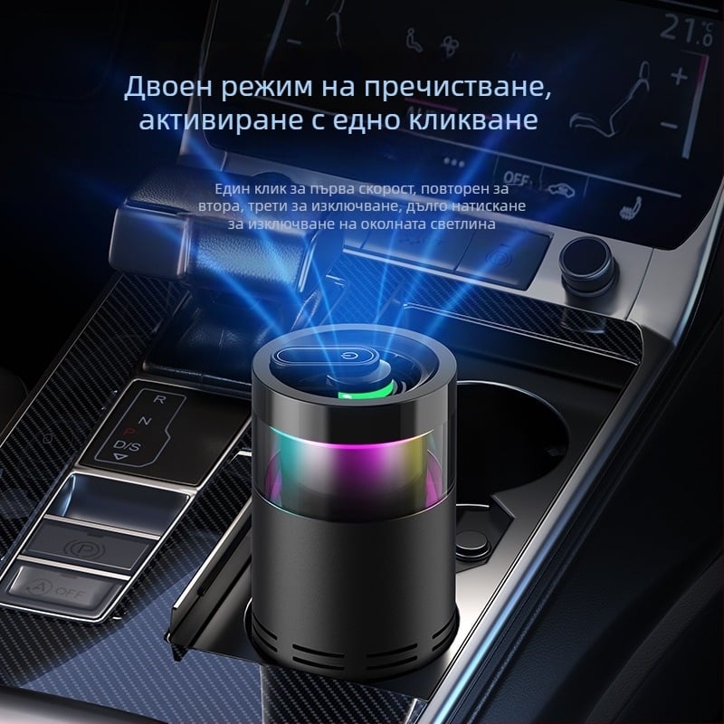 Автомобилен пречиствател на въздуха с HEPA композитен филтър и отрицателни йони — Модел K-3, USB захранване, 2W, концентрация на отрицателни йони 500, подходящ за до 10 m²