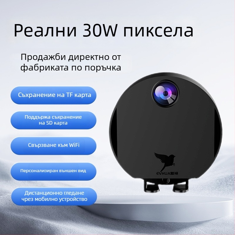 H6 интелигентна домашна камера за видеонаблюдение, вътрешна и външна, 720p HD, безжична Wi‑Fi връзка, обхват 10-30 м, изисква карта памет, поддържа мобилно приложение