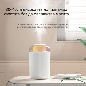 Увлажнител за дома, компактна колона, тихa работа, USB захранване, резервоар 1.0–2.5 л, обхват 41–60 м²