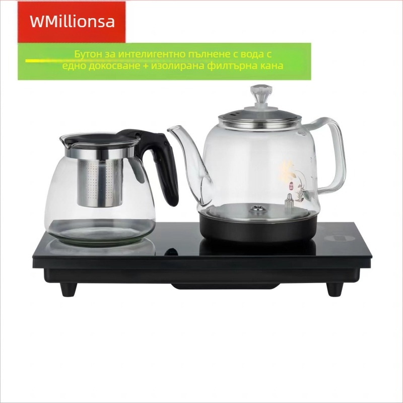 Стъклен електрически чайник, 2 л, 1300 W, боросиликатно стъкло, долен нагревател, автоматично изключване