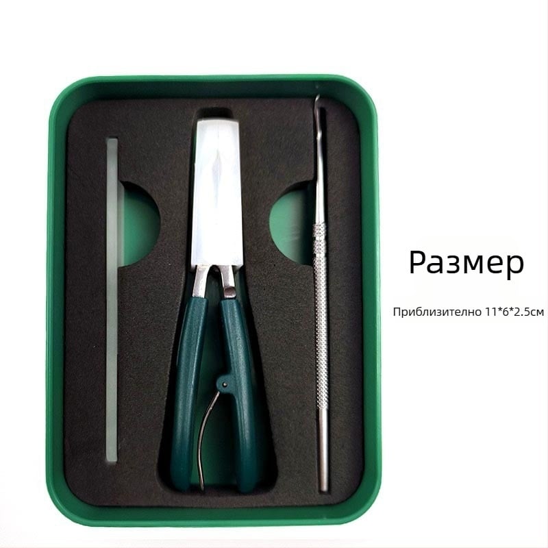 Комплект за подрязване на нокти, 3 части: клипери за нокти с остър ъгъл, файл за нокти и лъжичка за уши; неръждаема стомана, антиразпръскващ дизайн