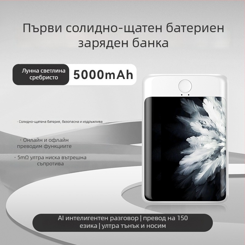 Power Bank с полусолидна батерия и AI преводач, 5000mAh, PD 3.0, 20W бързо зареждане, модел C3
