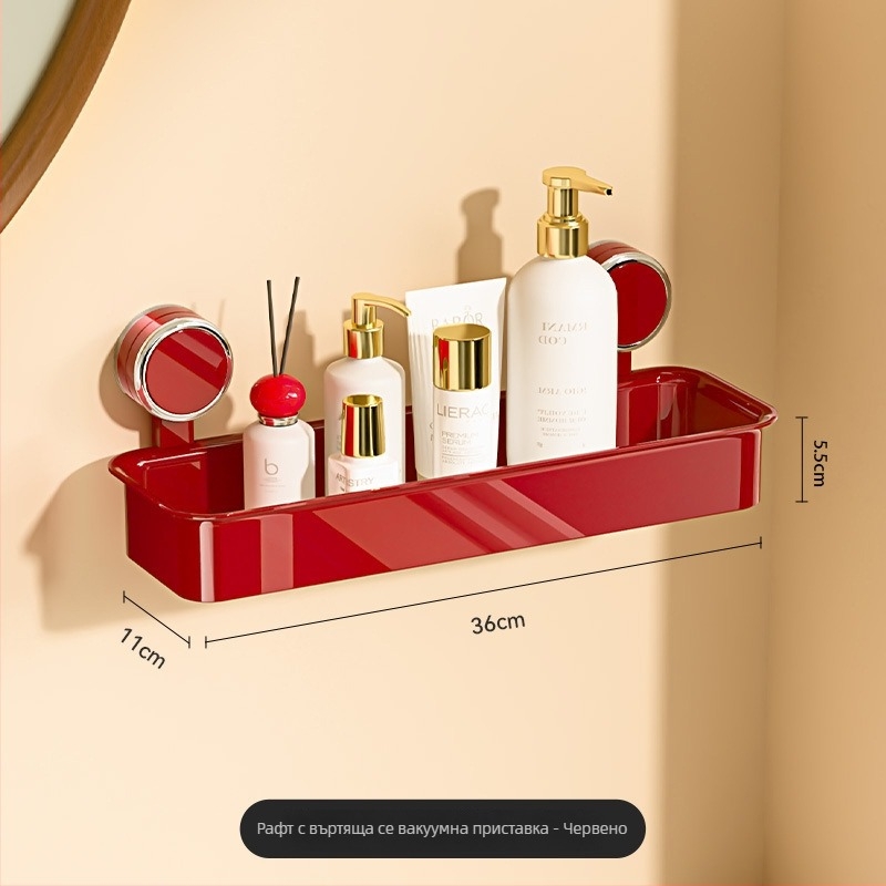 imega Стенно окачващ органайзер за баня с вакуумни чаши – 1 ниво, полирана повърхност, товароподемност 1-5 кг