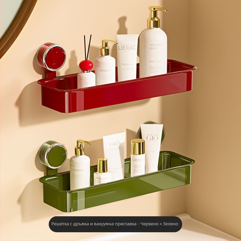 imega Стенно окачващ органайзер за баня с вакуумни чаши – 1 ниво, полирана повърхност, товароподемност 1-5 кг