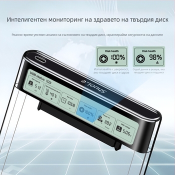 2,5-инчов SATA външен корпус за диск с USB-C 3.2 Gen1, 5 Gbps, до 8TB, PC+ABS