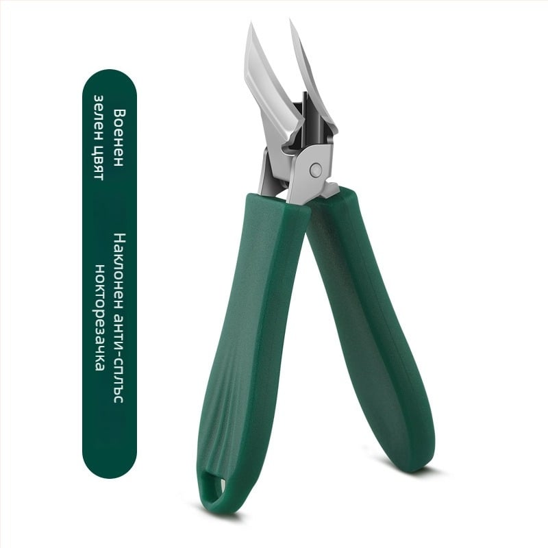 3-части комплект нокторезачки от неръждаема стомана със наклонен връх и защита срещу разпръскване, включва стъклена пила за нокти