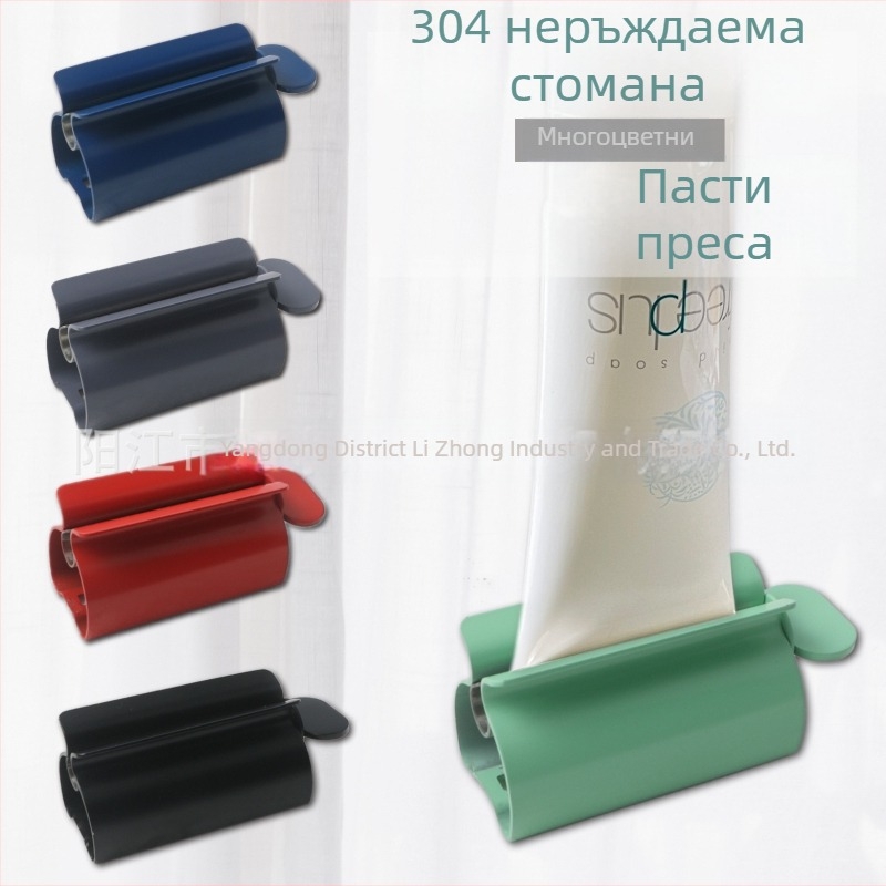 Изстисквачка за паста за зъби от 304 неръждаема стомана, ръчно въртяща се, за паста за зъби и почистващи средства за лице, Lizhong