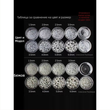 Перли за маникюр, кръгли непористи, материал: алуминиев оксид, базова опаковка