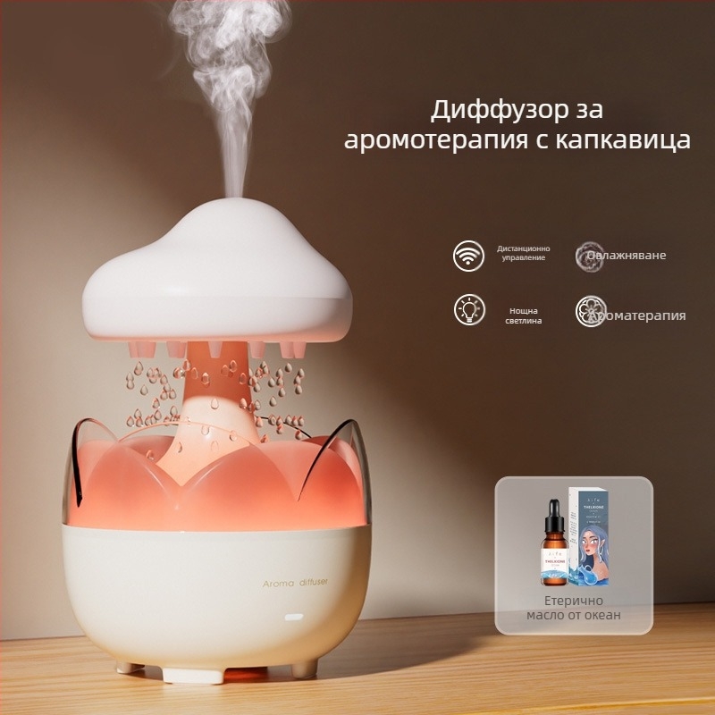 Увлажнител и дифузьор за дома, тих за спалня, резервоар 0,5–1 л, 3+ изхода за мъгла, вградена батерия, таймер >8 ч, подходящ за помещения до 10 м²