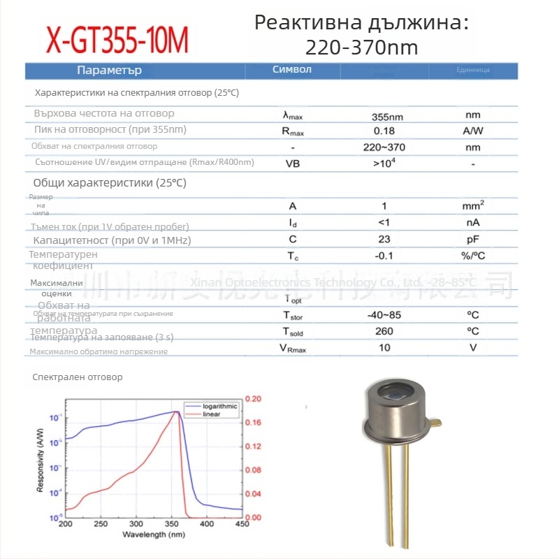 Ултравиолетов детектор със SiC фотодиод, UV приемателна тръба, пакет 3535/2835, медицинско измерване COD във вода