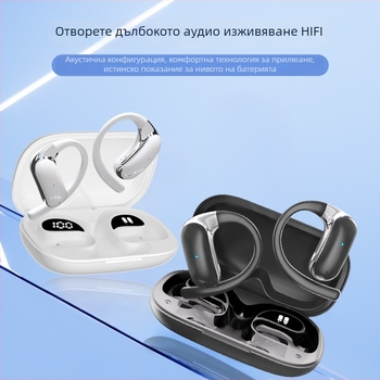 YYK-Q65 Bluetooth слушалки със спортен ушен захват, безжичен обхват до 10 м, управление с докосване, PC+ABS, 86 г