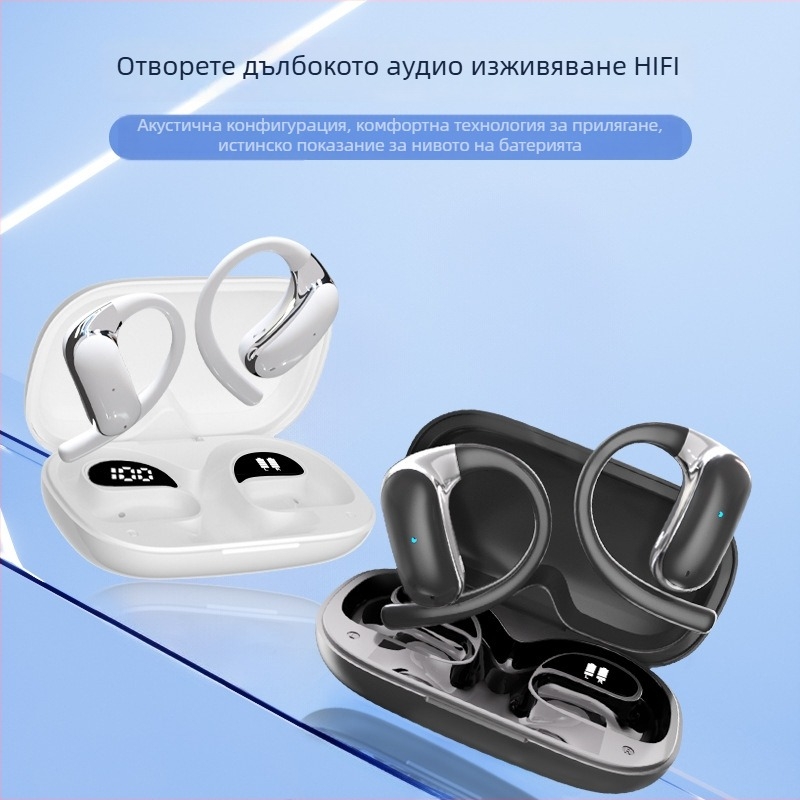 YYK-Q65 Bluetooth слушалки със спортен ушен захват, безжичен обхват до 10 м, управление с докосване, PC+ABS, 86 г