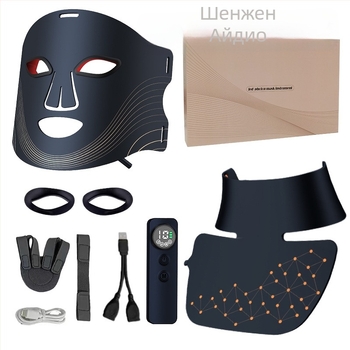 Photon LED устройство за лице и шия — силиконова маска, батерия 1200–2000 mAh, IPX4 водоустойчивост, фототерапия с цветна светлина