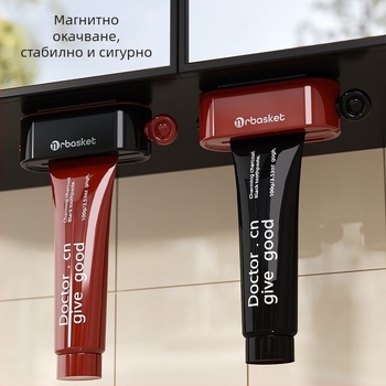 Магнитен диспенсер за паста за зъби за монтиране под огледало, стенен държач за паста за зъби, изцеждане на паста за зъби, почистващ гел за лице и крем за ръце