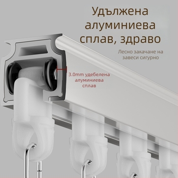Shuyu релса за завеси от алуминиева сплав - странично монтирана, права релса, двойна релса, тиха работа, персонализируема