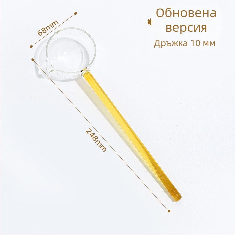 Стъклена лъжица с дълга дръжка и заострен връх – термоустойчива кухненска лъжица за готвене, каша и овкусяване