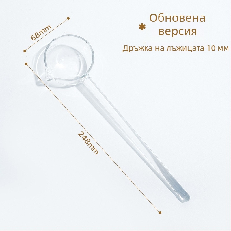 Стъклена лъжица с дълга дръжка и заострен връх – термоустойчива кухненска лъжица за готвене, каша и овкусяване