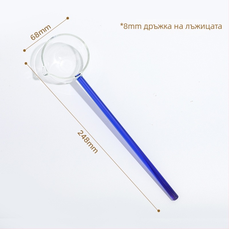 Стъклена лъжица с дълга дръжка и заострен връх – термоустойчива кухненска лъжица за готвене, каша и овкусяване