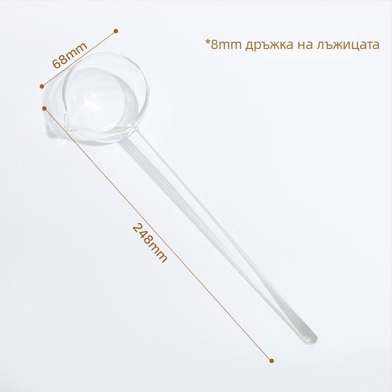 Стъклена лъжица с дълга дръжка и заострен връх – термоустойчива кухненска лъжица за готвене, каша и овкусяване